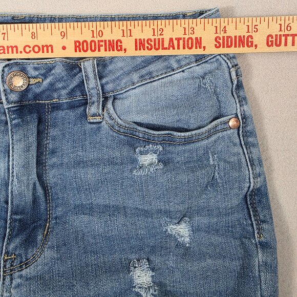 Judy Blue Jeans Womens 7/28 Blue Denim Boyfriend Fit Distressed Stretch Mid - Picture 12 of 16